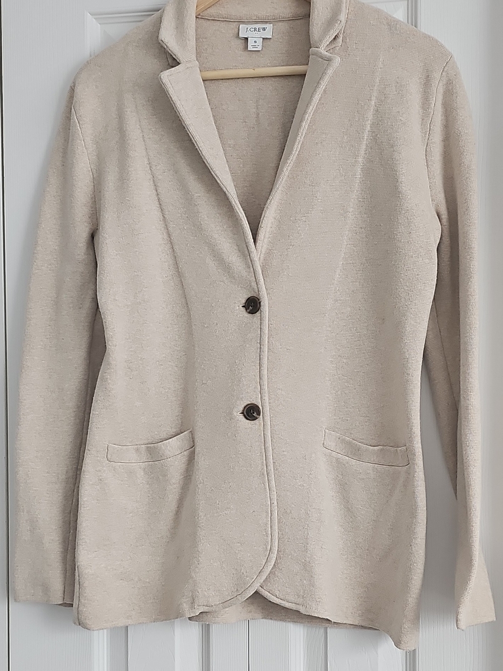 J. Crew Beige Knit Blazer Jacket, C0tton, S